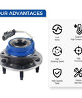 Front Wheel Hub And Bearing Assembly For 2004 2005 Chevy Classic, 1997 2003 Malibu, with product advantages chart.
