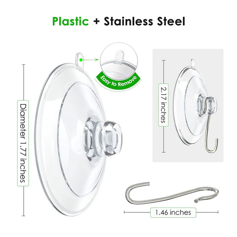 Lock It Down Suction Cup Hooks Clear Invisible Window Mounts With Rustproof Steel Rings Top Shelf Waterproof Bathroom Organizers No Sweat Quick Grip Install For Your Spot 12 Pack