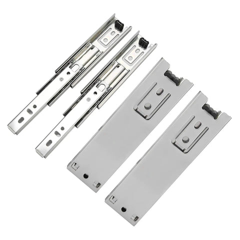Two Pack 5 Inch Full Extension Drawer Slides 225mm Long 35mm Wide Cold Rolled Steel Rails With Smooth Nylon Wheels