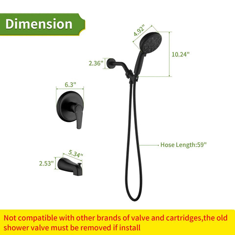 Total Bathroom Glow Up With This Matte Black Tub Shower Faucet Set Featuring Ten High Pressure Spray Modes Dual Wall Handles And Secure Tub Spout Heavy Duty Hardware