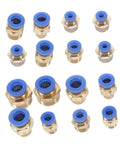 Pneumatic Quick Connect Fittings Kit 16Pcs PC Thread Straight Tube Connectors Crimp Fittings For Air Tools Hose Repair And Supply Pro Grade For Industrial And Workshop Use With Leak Free Connection brass fittings