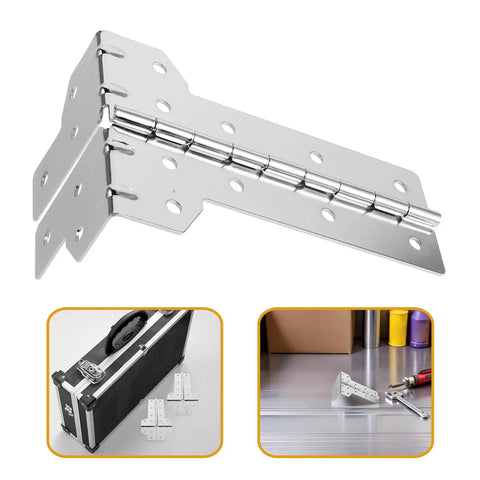 Heavy Duty Beefed-Up L Shaped Metal Flight Case Corner Hinges Dual Function Edge Reinforcement and Foldable Lid Support
