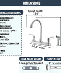 Dimensions of Brushed Nickel Kitchen Faucet With Sprayer And Side Sprayer 3 Hole RV Utility Touch Faucet In Stainless Steel