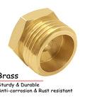 Close-up of brass water line adapter, 3/4 GHT male to 3/8 in compression female