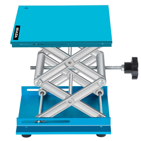 Beefy Heavy Duty Aluminum Lab Jack Stand 8x8 Inch Lifting Platform 88 Lb Capacity Scissor Lift for Laboratory Work Rust Resistant Blue