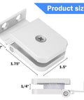 Two Pack Replacement Glass Shower Door Hinges for one quarter inch thick doors, frameless style, with measurements.