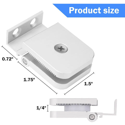 Two Pack Replacement Glass Shower Door Hinges for one quarter inch thick doors, frameless style, with measurements.