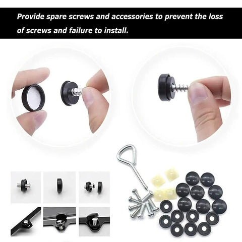 Two Pack Stained Glass Floral Aluminum Alloy License Plate Frame With Screw Cap Set showing accessories and screws details.