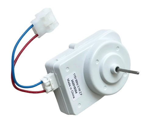 Condenser Fan Motor Replacement For Frigidaire Electrolux Units, 115V 60Hz 3.1W, One Eighth Inch Shaft, 4 Pin, Adapter Cord Shown