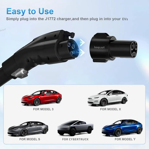 J1772 To Tesla Charger Adapter For Model 3 Y X S Cybertruck Road Trip Ready Up To 80A 250V Fast Level 2 Charging Converts