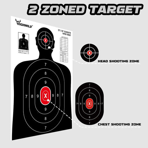 Silhouette Target Pack For Shooting Practice 23X35 Inches White And Black 50 Count Targets For Handguns Rifles Airguns BB Guns