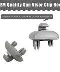 2 Pack Clip On Sun Visor Hook Bracket For Audi Interior Car Specific Plastic Clip Durable Gray Holder 8U0857562A A3 A5 Q5