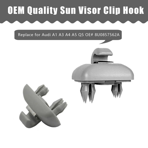 2 Pack Clip On Sun Visor Hook Bracket For Audi Interior Car Specific Plastic Clip Durable Gray Holder 8U0857562A A3 A5 Q5