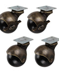 Four Pack Vintage Bronze Swivel Caster Wheels 2 Inch Replacement Furniture Casters Roll Smooth With Sturdy Brake Lock 360 Degree Rotating.