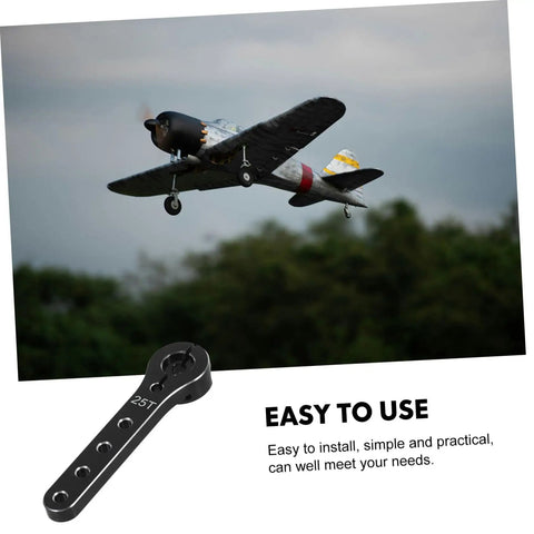 Metal Steering Arm Kit For RC Airplanes, Red Linkage Rod Upgrade, shown on remote control aircraft in flight, easy install