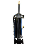 Side view of Heavy Duty All Steel 3/8 Inch By 50 Foot Retractable Air Hose Reel With Automatic Rewind, highlighting hose and reel.