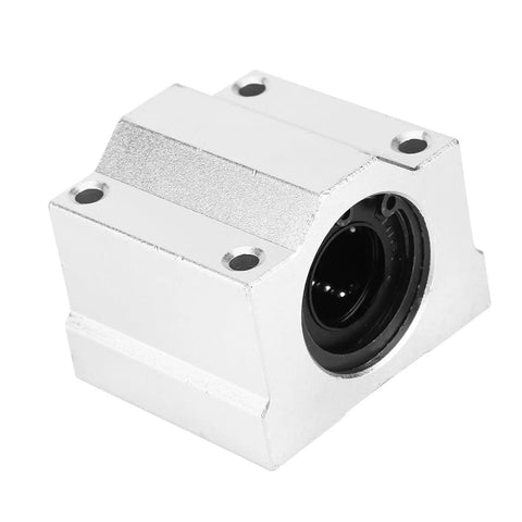 SC30UU 30mm Linear Motion Ball Bearing Slide Block in precision aluminum alloy, featuring a slick oxidized finish for CNC machines.