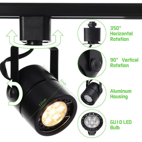 12 Pack LED Track Light Heads 7W H Type Dimmable Ceiling Spotlight 4000K Neutral White 36 Degree Beam Black Rotation Details