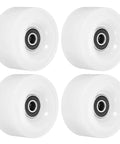 Set of 4 white 32 x 58mm PU roller skate wheels with bearings for quad replacement, 82A hardness, non-slip cushioned ride for indoors outdoors.