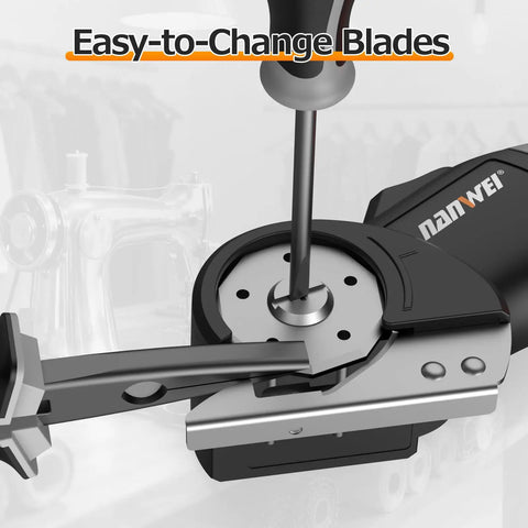 Smooth Cutting Cordless Electric Scissors With Type C Fast Charging High Torque Motor showing easy-to-change blades mechanism.