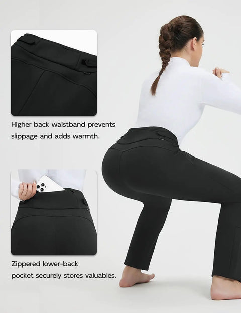 Waterproof Softshell Winter Ski Pants For Women, fleece lined with high waistband and zippered pocket, black XS.