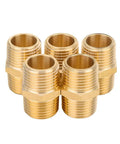 Pack Of 5 One Half Inch Brass NPT Male Hex Nipples For Copper Brass Or Iron Pipe Connections Straight Adapters Durable Corrosion Resistant