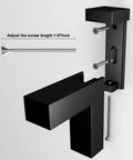 Tough As Nails Heavy Duty Floating Shelf Brackets Set Of Four Adjusts Securely To Glass And Wood Supports 25 Pounds Per Pair Premium Zinc Alloy With Polished Chrome Finish For Bathroom Remodels showing screw adjustment details and mounting method.
