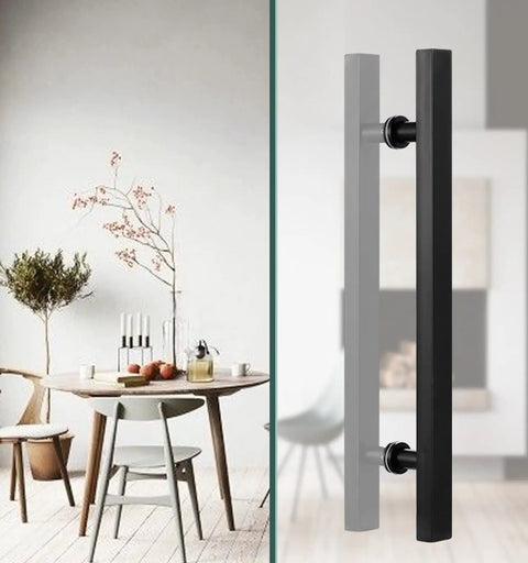 Matte Black Stainless Steel Door Handles And Pulls For Sliding Glass Doors And Barn Doors, Rust Resistant 304 Grade Grab Bar Set