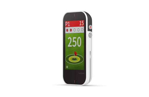 All In One GPS Golf Handheld With Built In Launch Monitor 3.5 Inch Sunlight Readable Touchscreen showing course map and data