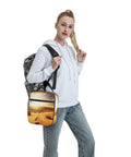 Person holding Golden Desert Bright Sunshine Insulated Lunch Bag With Detachable Handle For Women And Men, Leakproof Cooler Tote