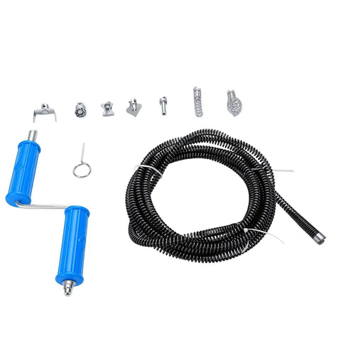 Heavy Duty Drain Auger Attachment For Kitchen Sink And Shower With 5 Meter Cable And Tough Alloy Steel Cutter Head, 5 meter flexible auger with interchangeable cutting heads.