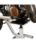 Height Adjustable Dirt Bike Lift Stand For Off Road And Motocross Maintenance 9 To 17.5 Inches Lift Beefy Stable Steel Frame