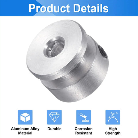 Two Pack Single Groove Pulley Set With 5mm Fixed Bore And 16mm Aluminum Alloy Outer Diameter, Durable Belt Pulley For 4mm PU Round Belts, Includes Hex Wrench For Easy Mounting And Smooth Operation, aluminum alloy pulley close-up