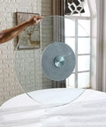 Heavy Duty Tempered Glass Lazy Susan Turntable No Sweat Smooth Spinner For Dining Tables Silent Round Clear Serving Tray 100cm held by hand