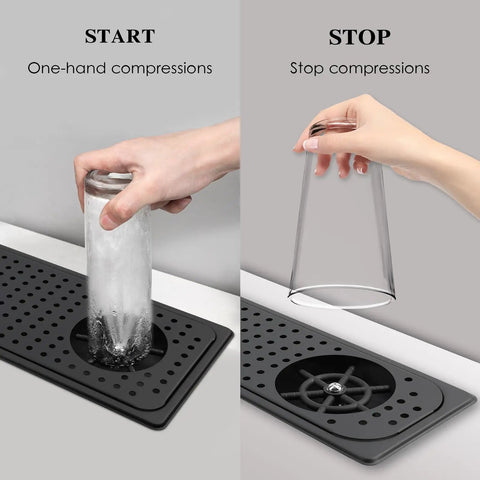 Sleek Countertop Glass Cleaning Machine For Bustling Cafes And Dive Bars Heavy Duty Rust Proof Stainless Steel Pitcher And Cup Washer in use. One-hand compression demo.
