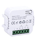 Smart Home Energy Monitor With Real Time Circuit Tracking For Heavy Loads And Ev Chargers To Catch Power Hungry Appliances Dash Dryers and compact white sensor with LED indicator.