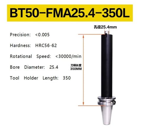 Tough As Nails Cnc Milling Tool Holder Forged From Premium Stainless Steel For Heavy Duty Machining And Precision Grinding, length 350mm, bore diameter 25.4mm.