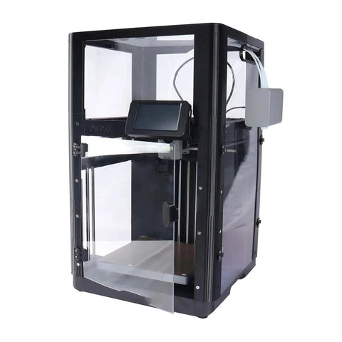 Heavy Duty Transparent Polycarbonate Enclosure For AD5X 3D Printer with clear panels and control display on front.