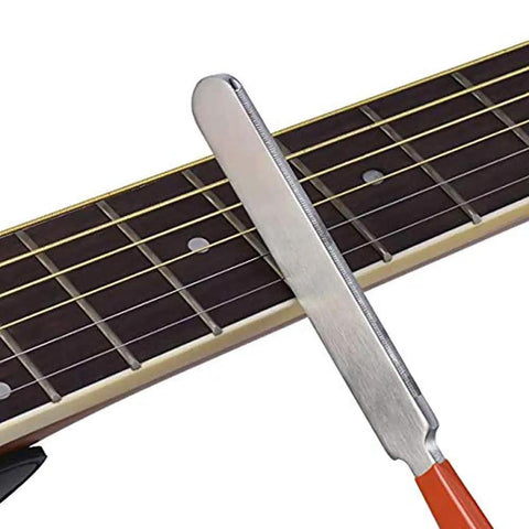 Guitar Luthier Tool Kit 6 Pack With Fret Crowning File used on guitar fretboard for precise fretwork repair