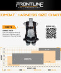 Lite Full Body Harness With Aluminum Hardware, OSHA And ANSI Compliant, Size M-L, displayed with size chart and QR code
