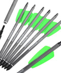 7.5 Inch Carbon Crossbow Bolts with 2 Inch Green Vanes and 100 Grain Removable Tips, Built For Outdoor Hunting And Target Practice, Durable Shaft