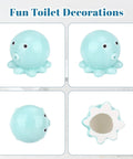 Set Of Two Blue Ceramic Octopus Toilet Bolt Covers Decorative Floor Screw Caps Fits Standard Plumbing Zero Fuss Install Slick Look Hides Rusty Bolts Total Vibe For A Snappy Bathroom Refresh, featuring detailed angles.
