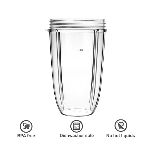 Replacement 24oz Blender Cups Compatible With Nutribullet 600W And 900W High Speed Blenders - Food Grade Plastic, Dishwasher Safe, Travel Ready, Easy Pour, Durable Nutribullet Style Cups