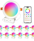 iLC 6 inch LED Recessed Lighting Color Changing with smartphone app control, 12 pack, vibrant color display.