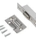 Stainless Steel Cabinet Door Catch Roller Latch for Cabinets and Cupboards, no fuss install with screws, 90x19mm, quiet roller tension.