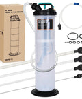 Heavy Duty Manual Oil Extractor Pump With 9L Spill Free Jug For Quick Fluid Drainage and Coolant Swaps with ergonomic handle.