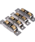 Top Shelf Stainless Steel Sliding Door And Window Double Wheel Pulley Rollers Heavy Duty Flat Groove Track Replacement Parts close-up showing metallic wheels.