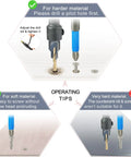 Operating tips for Pro Grade Heavy Duty Wood Screws visual guide on using adjustable countersink bit with 304 stainless fasteners.