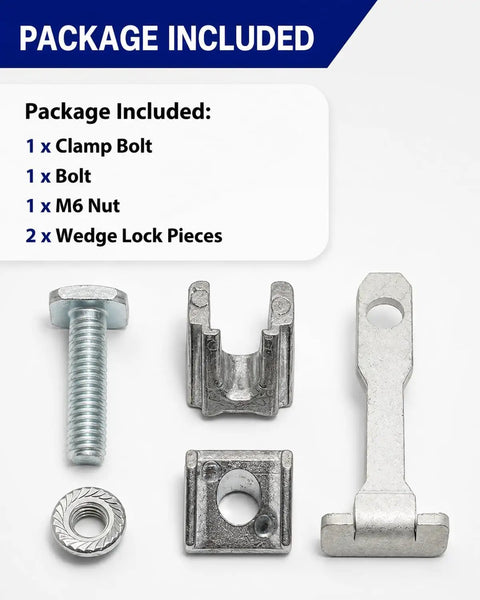 Package contents of 926875 Battery Terminal Wedge Lock Kit Direct Fit OE Style Replacement For Ford GM Chrysler Vehicles