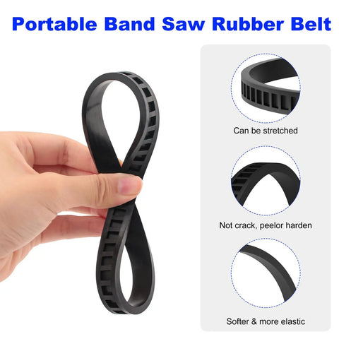Replacement Bandsaw Pulley Tires 45-69-0010 2 Pack for Portable Saws held by hand, showing flexibility of rubber material